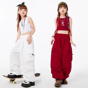 女童工装裤套装夏装儿童夏季时髦炸街女孩爵士舞街舞背心长裤套装