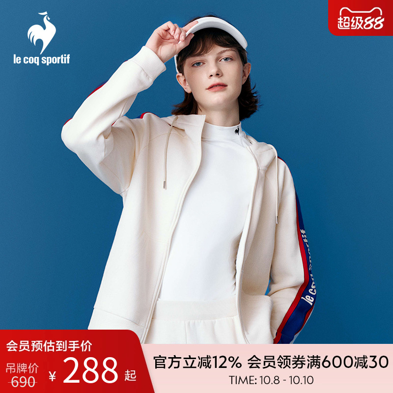 乐卡克冬季女士新年带帽拉链开衫外套舒适时尚休闲红色运动服加绒