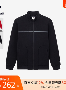 乐卡克法国公鸡男款舒适透气简约潮流立领拉链开衫新年红色上衣