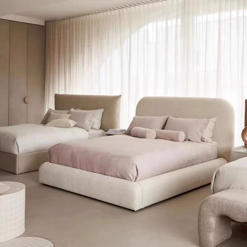 布艺床进口松木方块床