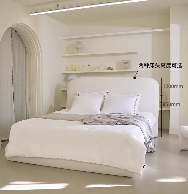 棉麻布艺床韩式法式奶油风设计女生落地可拆洗白色网卧室大双人床