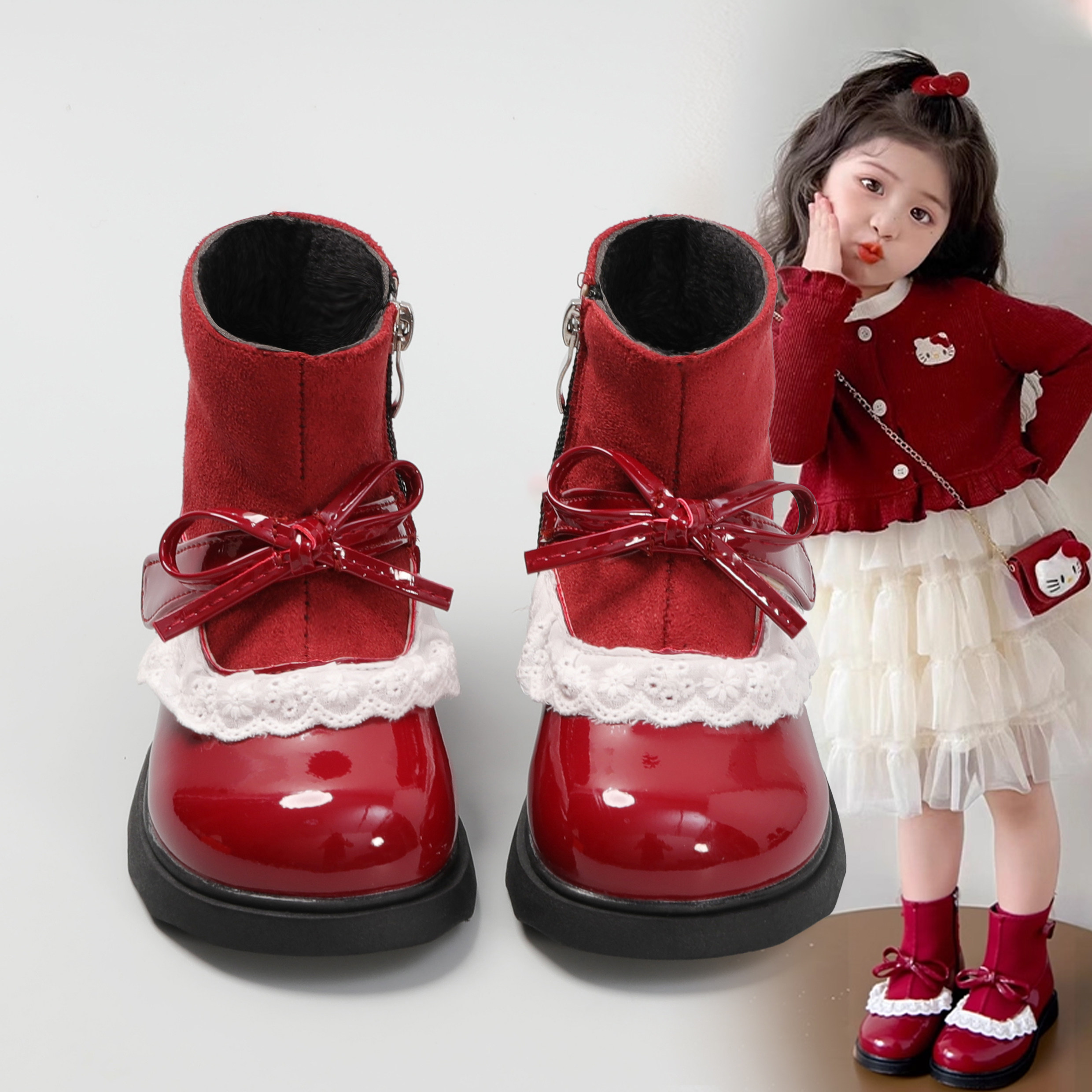 儿童马丁靴2025新款女童秋冬皮靴加绒公主软底洋气百搭棉靴女宝宝,童鞋/婴儿鞋/亲子鞋,皮靴,淘宝优惠券,粉丝福利购,淘宝优惠卷