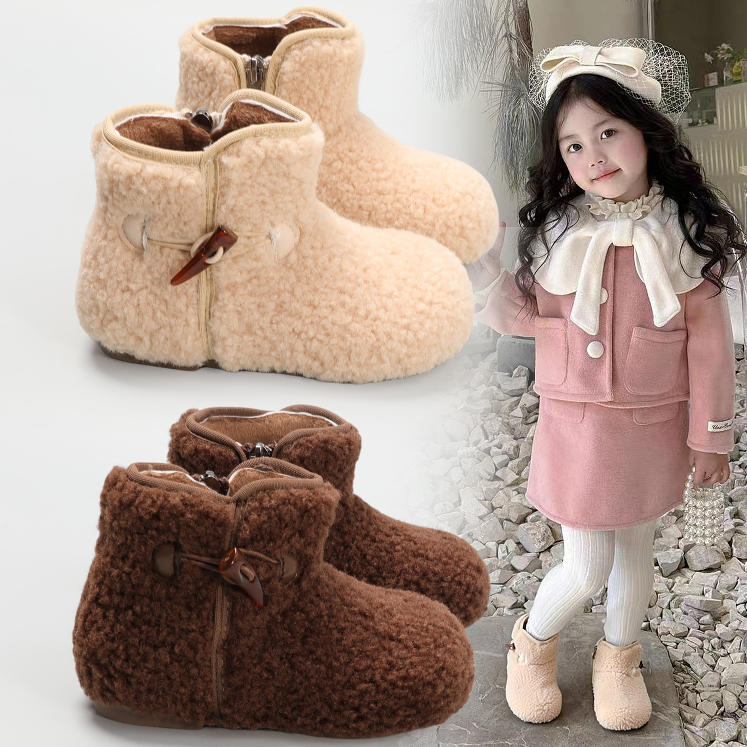 儿童毛毛靴冬季加绒雪地靴