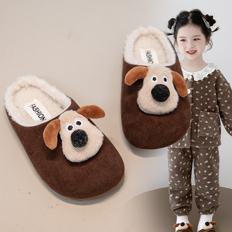 儿童棉拖鞋冬季加绒保暖毛毛鞋
