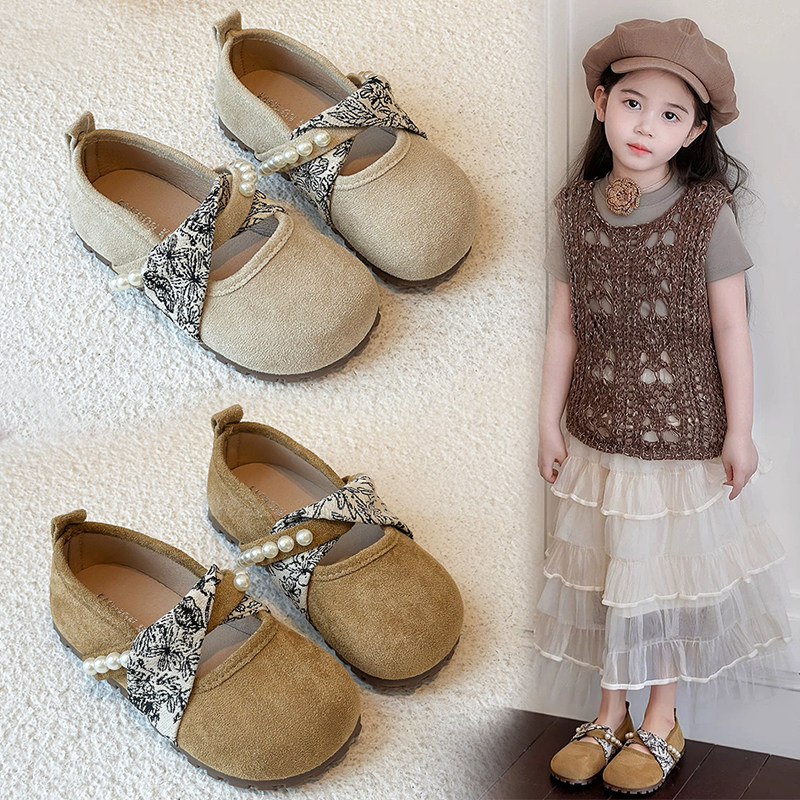 女童韩版休闲绒面小皮鞋2026秋季新款软底珍珠国风单鞋百搭豆豆鞋,童鞋/婴儿鞋/亲子鞋,皮鞋,淘宝优惠券,粉丝福利购,淘宝优惠卷