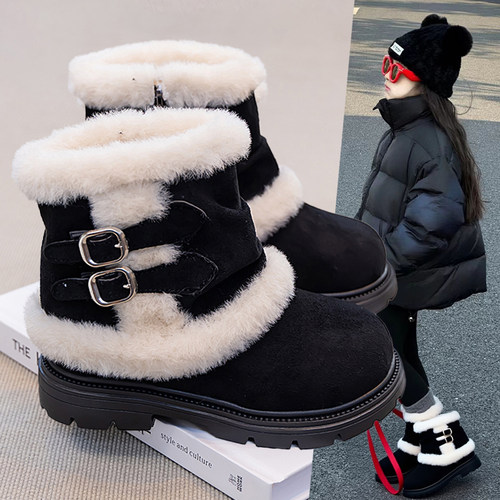 儿童雪地靴子冬季保暖加绒棉靴