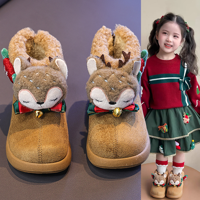 儿童卡通棉靴冬季加绒雪地靴