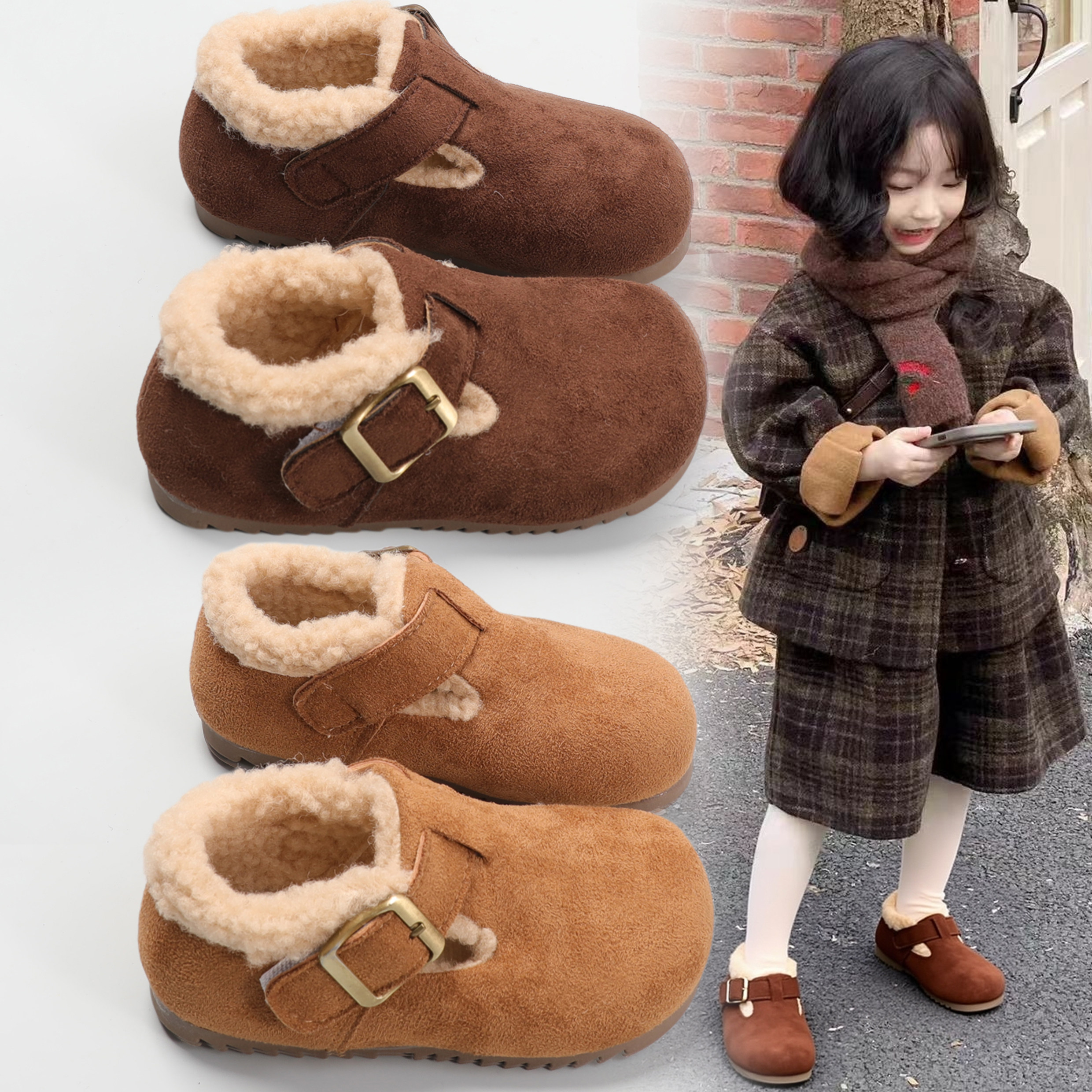 儿童棉鞋2025秋冬新款英伦风小女孩勃肯鞋女童加绒保暖软底二棉鞋,童鞋/婴儿鞋/亲子鞋,棉鞋,淘宝优惠券,粉丝福利购,淘宝优惠卷