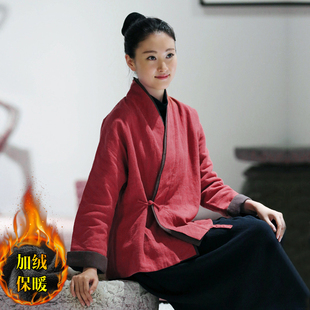 中国风女装禅意茶服秋冬款中式工作服上衣盘扣居士服改良汉服女