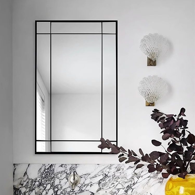 欧式方形轻奢浴室镜卫生间壁挂样板间挂墙装饰镜简约卧室化妆镜子