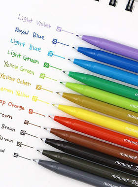 慕那美水彩笔慕娜美纤维笔韩国monami3000学生做笔记专用彩色笔多色糖果色手账用勾线笔48色荧光色水性中性笔