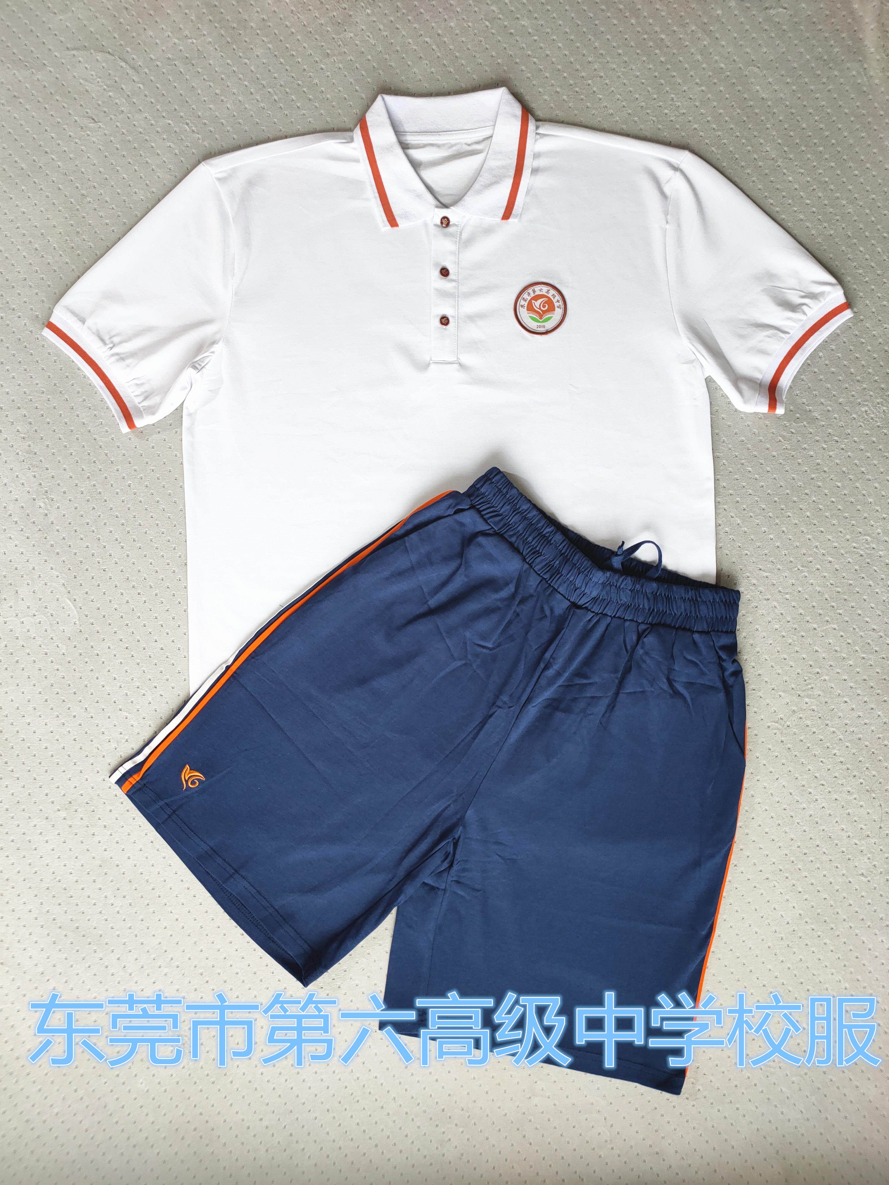 包邮2021新款东莞市第六高级中学校服六中高中夏装t恤长裤全棉运