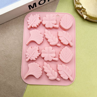 枫叶银杏叶树叶组合硅胶模具DIY巧克力翻糖蛋糕装饰模滴胶石膏模