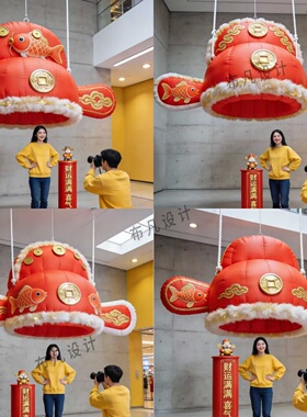 2026年红色巨型福抱抱气模新年装饰美陈拍照打卡庙会景区商场装饰