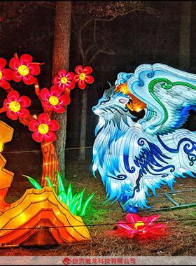 圣诞鹿造型灯饰手工铁艺麋鹿花灯定制制作驯鹿造型元宵节迎春花灯