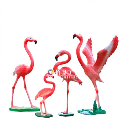 玻璃钢火烈鸟雕塑仿真动物造型雕塑园林景观美陈摆件雕塑