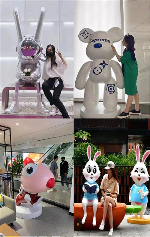 玻璃钢雕塑定制卡通人物ip网红熊公仔动漫模型吉祥物大型美陈摆件