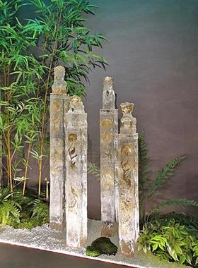 新中式落地透明树脂招财狮子摆件门口玄关书房别墅拴马柱动物雕塑