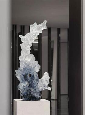 酒店客厅抽象艺术品软装雕塑摆件透明树脂太湖石玄关售楼处大摆件