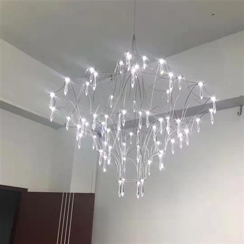 现代简约不锈钢吊灯会所餐厅水晶吊灯别墅酒店大厅水晶吊灯led灯