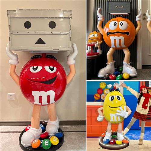 卡通大号mm豆摆件玻璃纤维雕塑家居客厅落地M豆人网红店铺装饰公