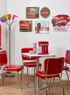 美式复古餐厅Retro Diner红色快餐椅汉堡店椅子靠背椅网红拍照椅