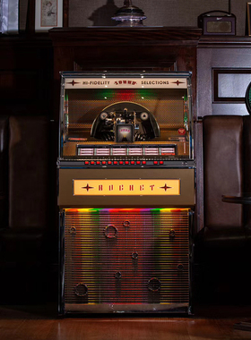 英国原产复古蓝牙黑胶唱片机Jukebox点唱机留声机自带70张7寸唱片