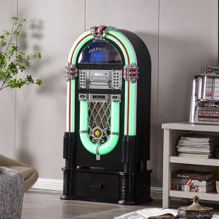 美国黑胶唱片机CD播放机Jukebox点唱机复古蓝牙U盘多功能灯光音响