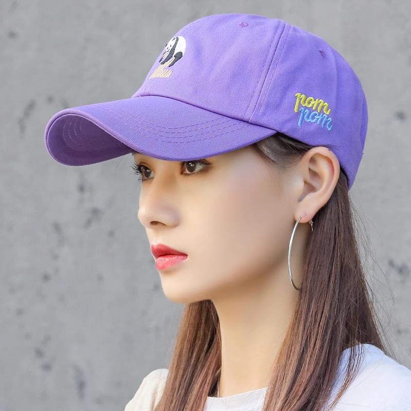 帽子女夏天韩版潮女士鸭舌帽夏季紫色大熊猫女潮牌ins休闲棒球帽