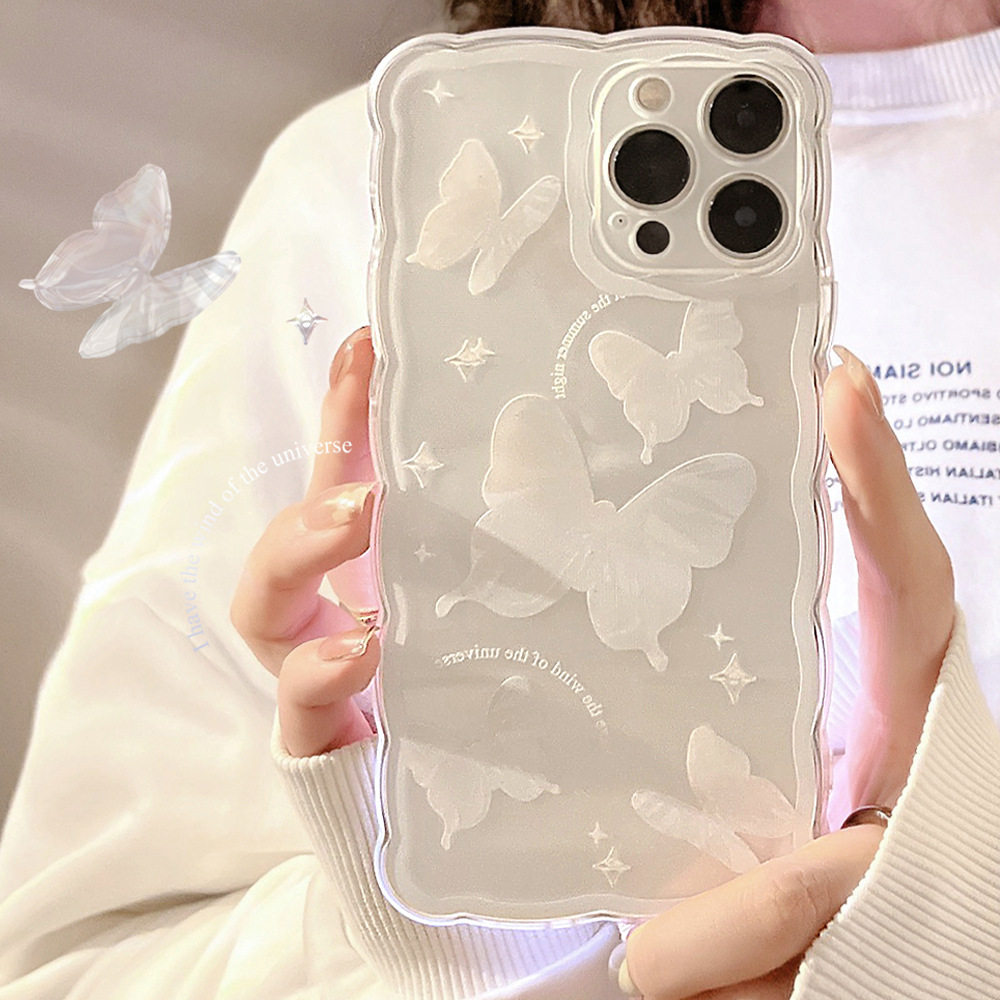 蝴蝶适用iphone13pro max苹果12手机壳11透明x简约xr女14一件代发