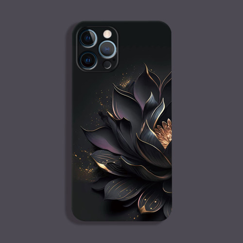 18适用iphone17苹果14Promax手机壳13mini软壳12Pro玻璃壳11简约XSMAX唯美7P/8P创意XR男女14plus暗紫金花XS