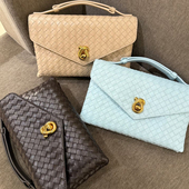 B家手工牛皮编织真皮女包手提KNOT LOCK邮差包信封包单肩斜挎小包