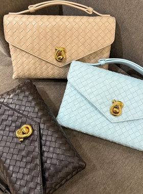 B家手工牛皮编织真皮女包手提KNOT LOCK邮差包信封包单肩斜挎小包