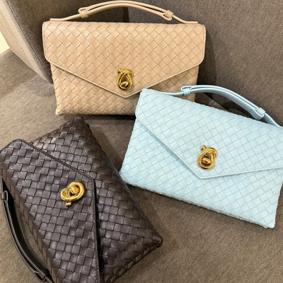 B家手工牛皮编织真皮女包手提KNOT LOCK邮差包信封包单肩斜挎小包