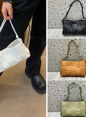 B家手工编织麻将包Cassette绳带手拿包时尚单肩手提腋下包小方包