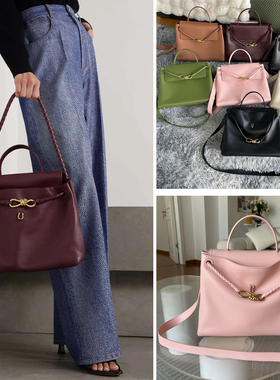 B家牛皮编织真皮女包欧洲站CiaoCiao手提包蝴蝶结Andiamo托特小包