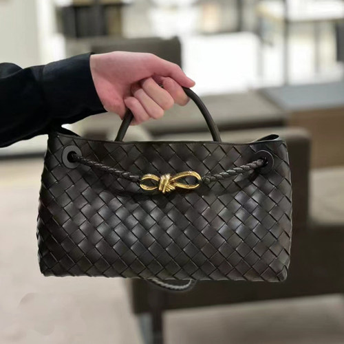 B家真皮手工编织女包Andiamo金属绳扣横款手提包大容量牛皮托特包