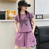 套装 中大童洋气时髦女孩短裤 2025新款 短袖 两件套 儿童夏季 女童夏装