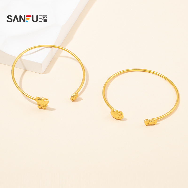 三福三丽鸥IP休闲凯蒂猫沙金手镯单只 首饰配饰手饰镯子850870