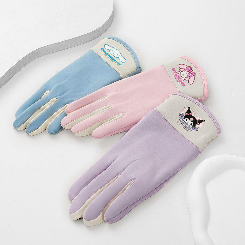 三丽鸥儿童手套德绒冬天骑行保暖加绒男童女童小孩秋冬季防水防滑