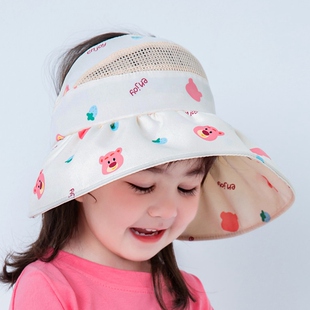 女童遮阳帽夏季儿童宝宝空顶帽可爱动物防晒帽子男童可折叠出游帽