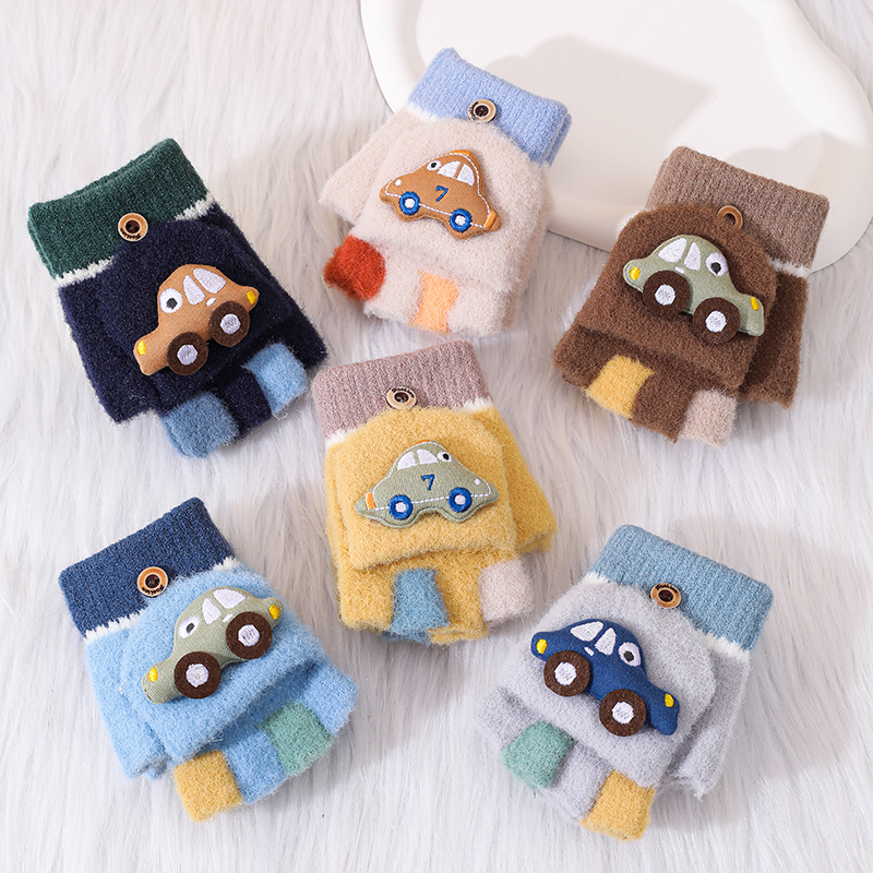 2025新款儿童半指翻盖保暖手套