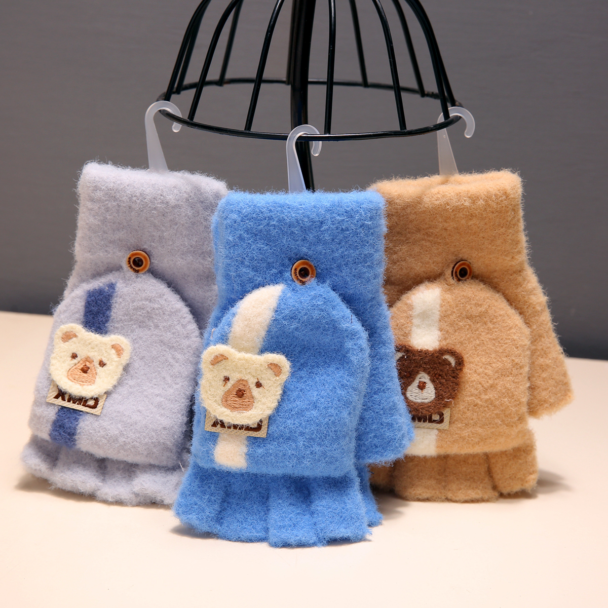 儿童半指翻盖保暖手套2025新款男