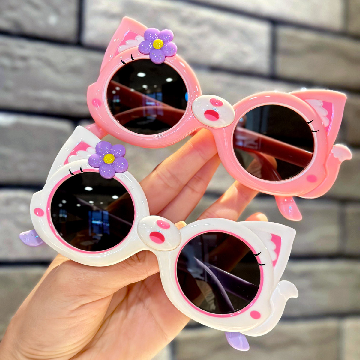 儿童卡通太阳镜女童粉色猫耳朵偏光墨镜防晒防紫外线宝宝遮阳眼镜