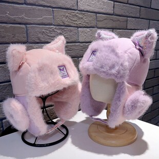 儿童雷锋帽女童冬季加绒加厚大棉保暖卡通护耳帽东北女孩骑行防寒