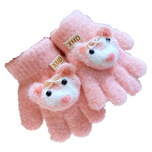 儿童五指手套女童冬季宝宝分指薄可爱卡通5女孩3岁4男童全指保暖8