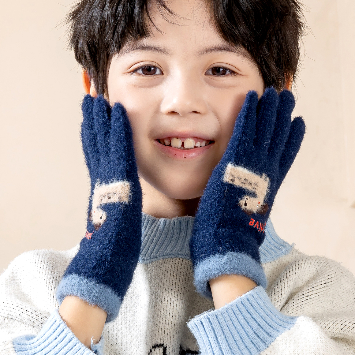 儿童手套毛线冬季保暖防寒加厚