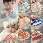 婴幼儿小宝宝半指手套薄款 保暖露指可爱半截针织小童婴儿童 秋冬季