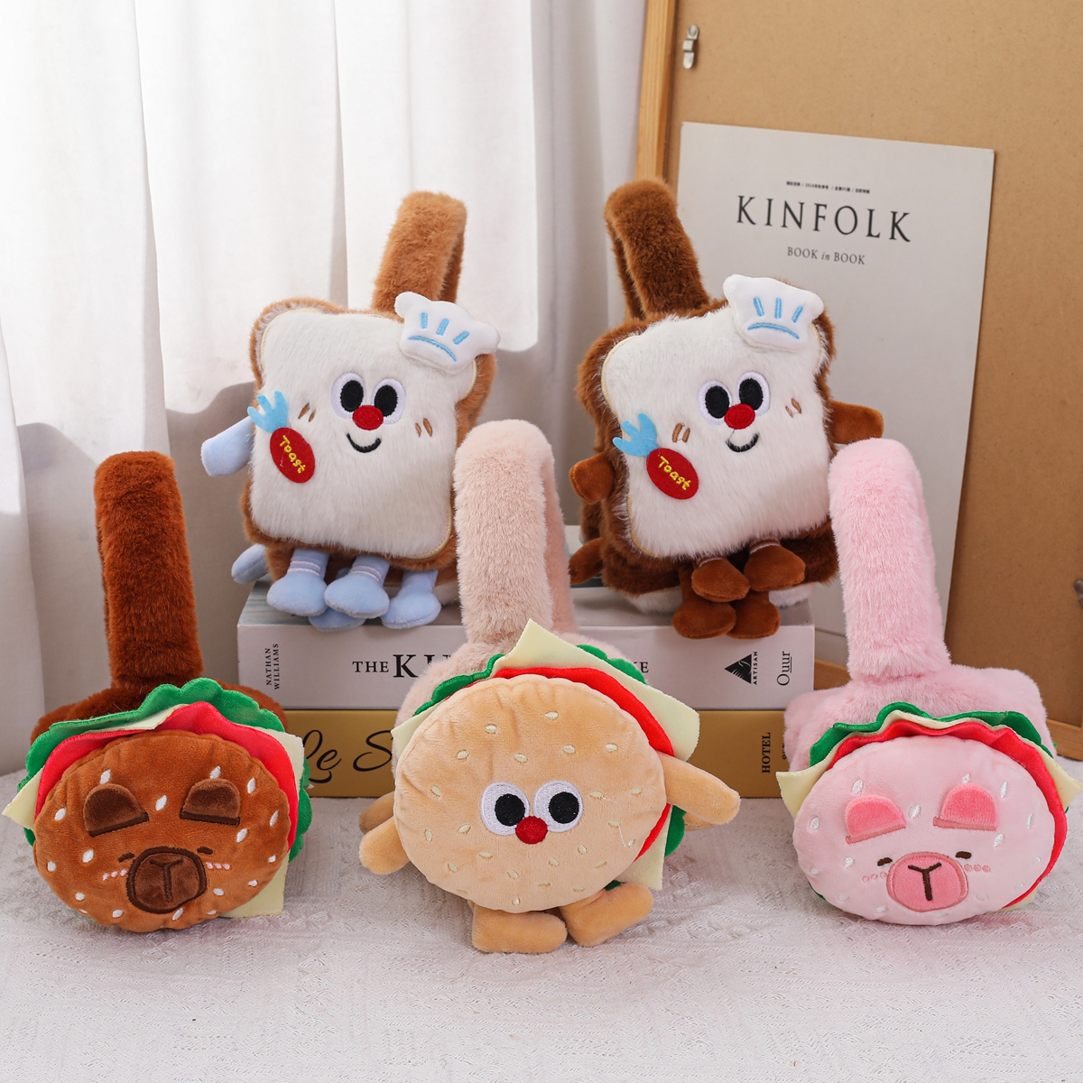 学生保暖耳罩儿童学生中大童冬季防寒防冻可爱潮食玩汉堡土司耳包