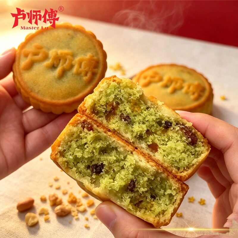 卢师傅大麦青汁椰蓉巧克力蔓越莓月饼椰蓉老五仁花生酥中秋节送礼